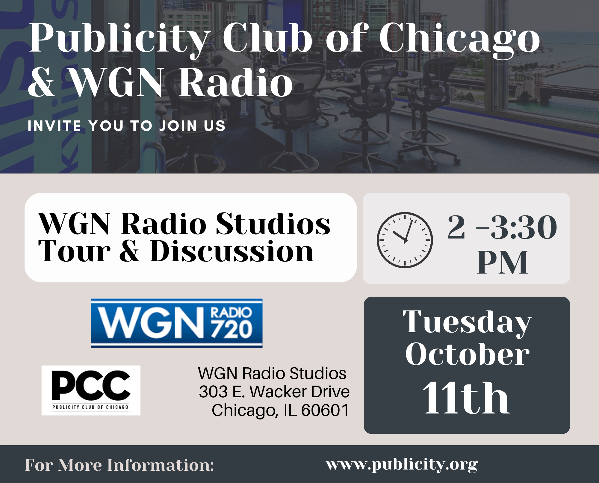 PCC Members Able to Sign Up for WGN Radio Studios Tour